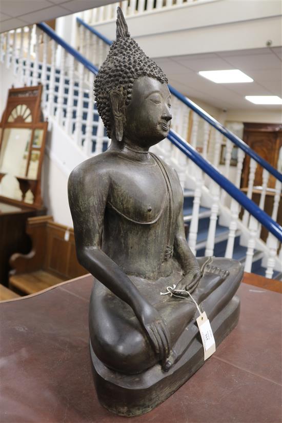 A large Thai bronze seated figure of Buddha